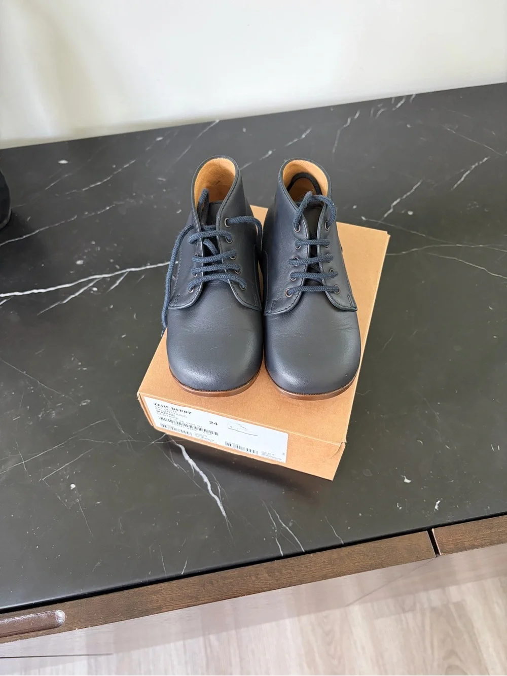 Kids Navy Lace-Up Dress Shoe - Zeus Derby